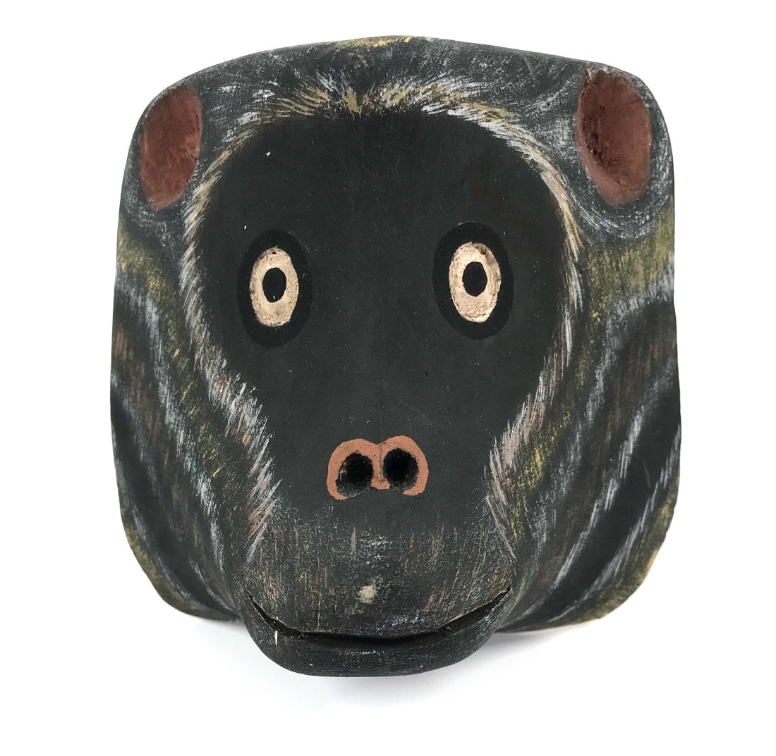 Vintage Chane North Argentina Ceremonial Monkey Mask: Vintage Chiriguano Chane Northwestern Argentina Ceremonial Monkey Mask. Palo Borracho ( Chorissia insignis) carved and painted wood.