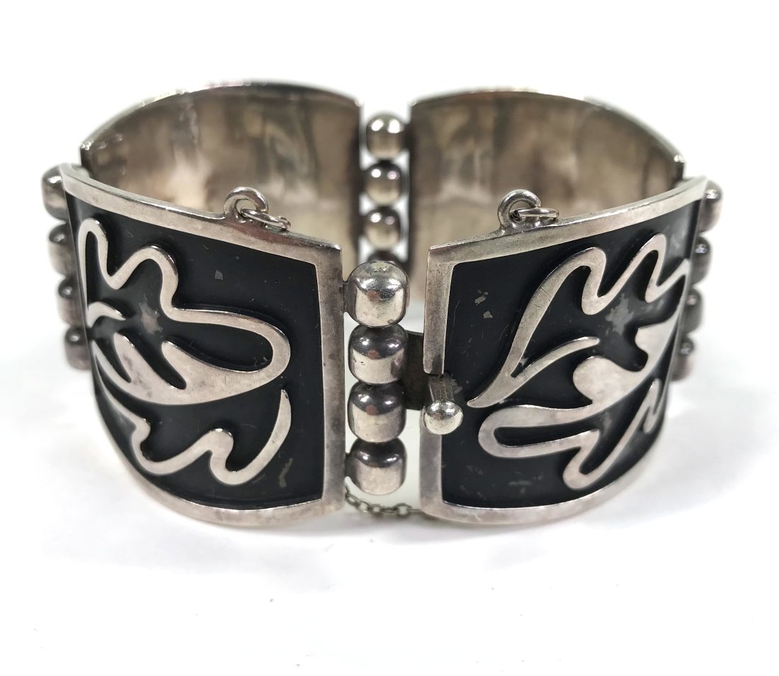 MCM Modernist Taxco Mexico Niello Sterling Bracelet (1 of 13)