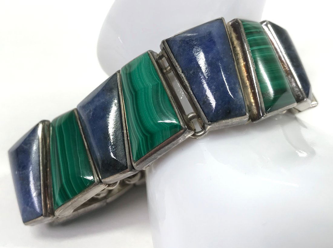 Las Delicias Mexico Lapis Malachite Sterling Bracelet (1 of 19)