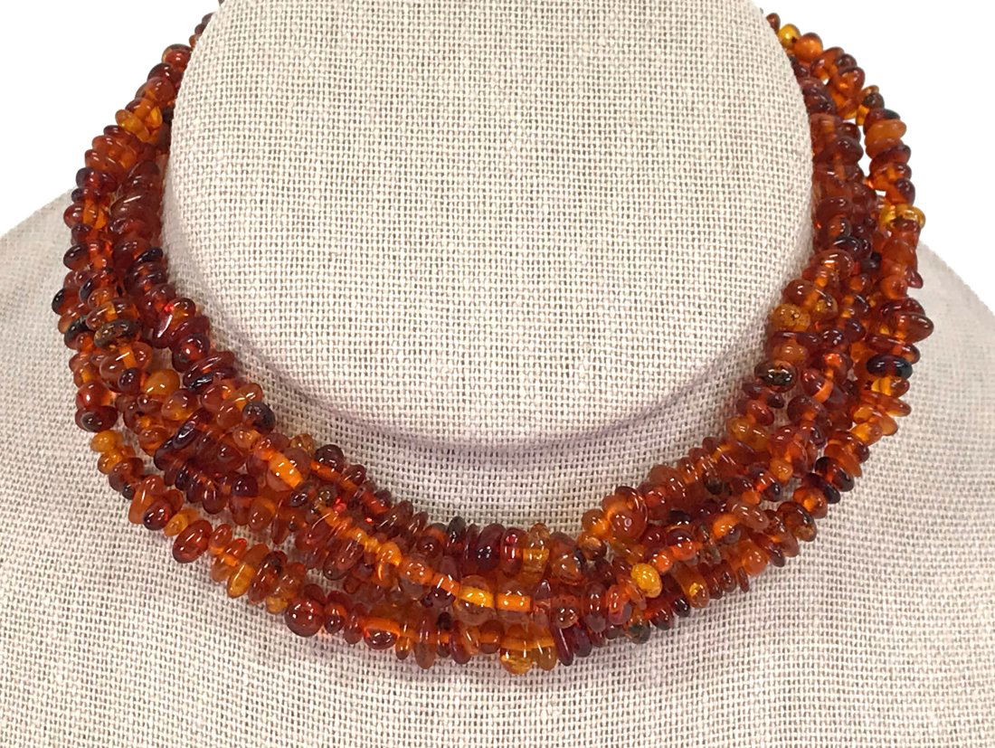 Vintage Polished Baltic Amber Nuggets Beads Necklace (1 of 8)