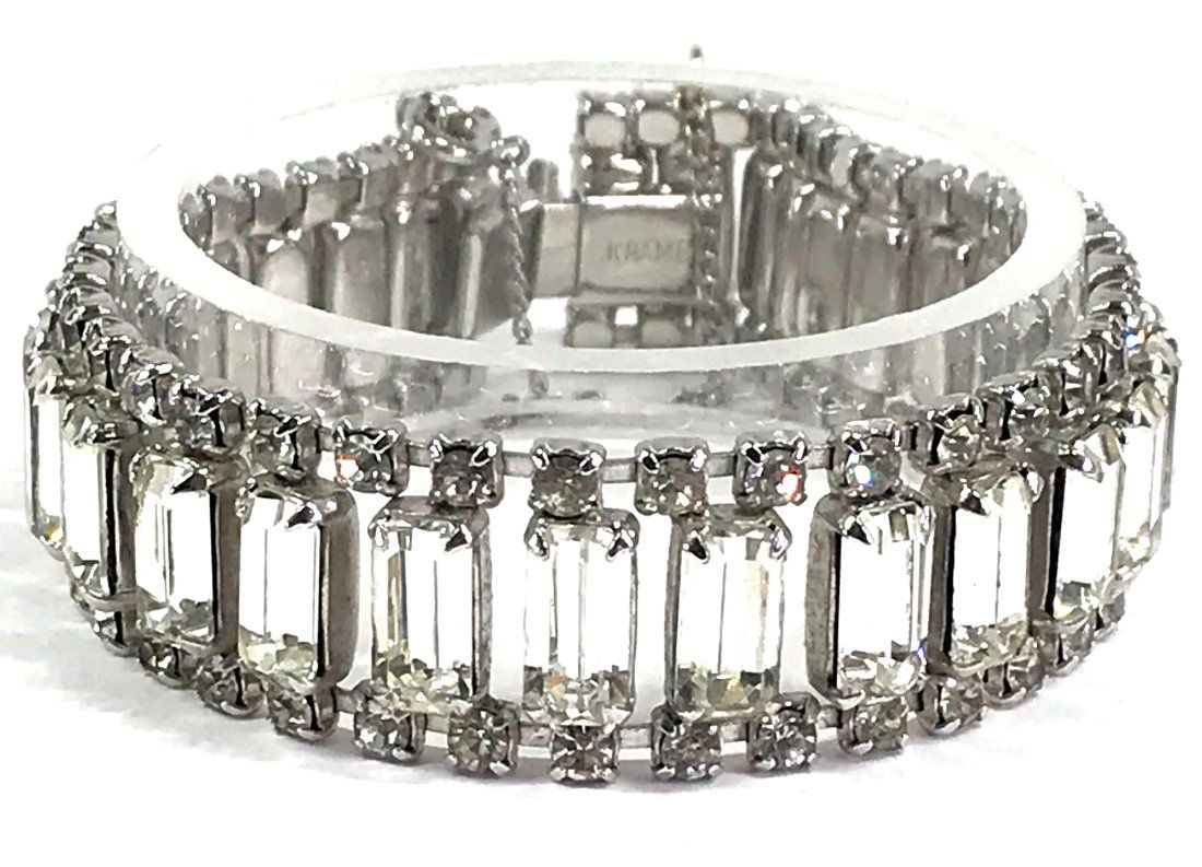 Vintage Kramer Rhinestones Silver Bracelet (1 of 10)