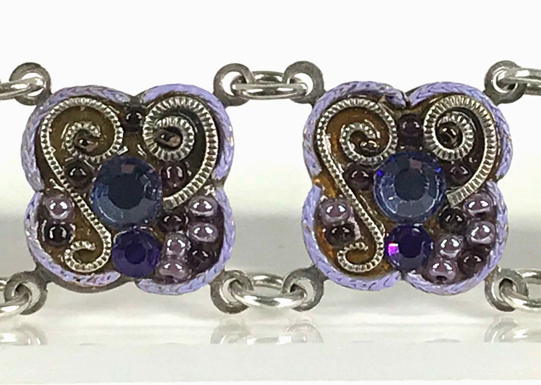 Adaya Jeweled Enameled Flower Panels Bracelet. (1 of 15)