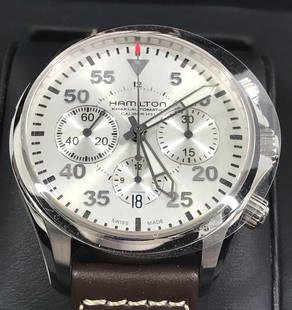 Brand New Hamilton Khaki Aviation Pilot Automatic Chronograph Watch: Brand New Hamilton Khaki Aviation Pilot Automatic Chronograph Watch. Hamilton H31 (Based on ETA 7753) Automatic Chronograph Movement. Stainless Steel Case. Sapphire Crystal. Screw in Crown. See throug