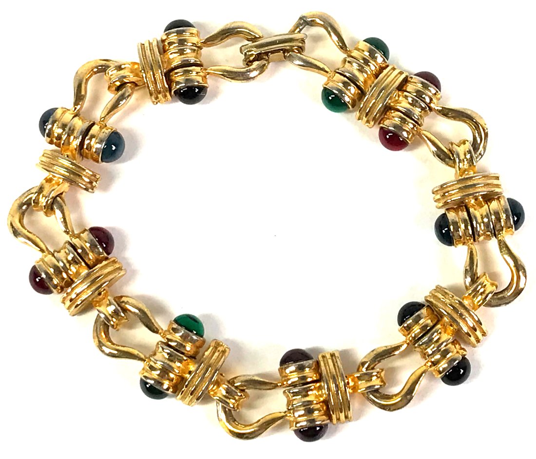 Vintage 80”s Blanca Glass Goldtone Saddle Bracelet (1 of 12)