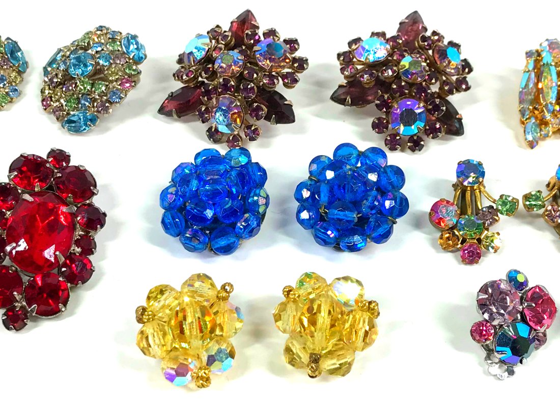 Vintage Weiss, Austria, Continental, Clip Earrings. 9 Pairs (1 of 20)