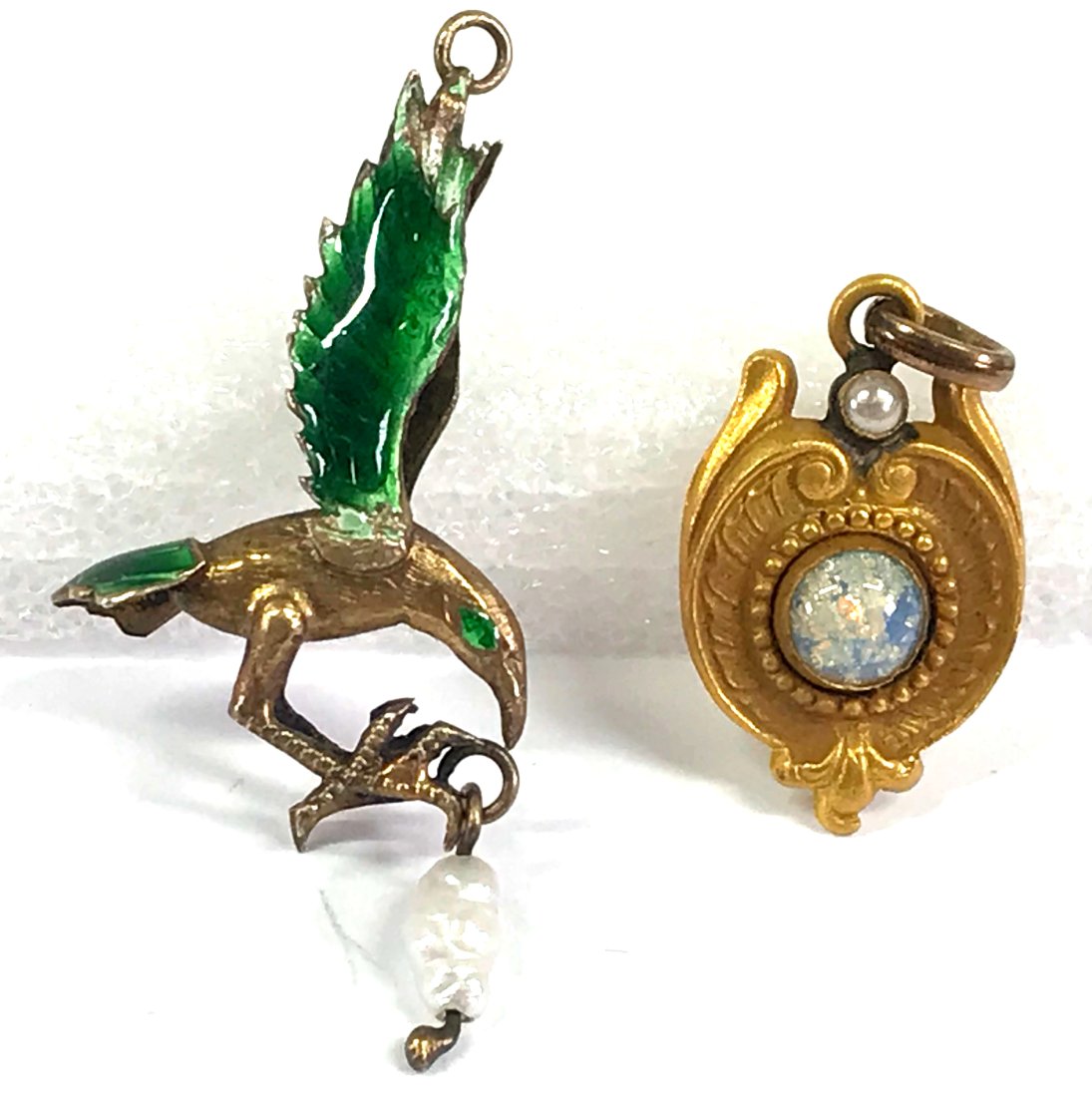 Antique enamel silver dragon & opal pendants (1 of 8)