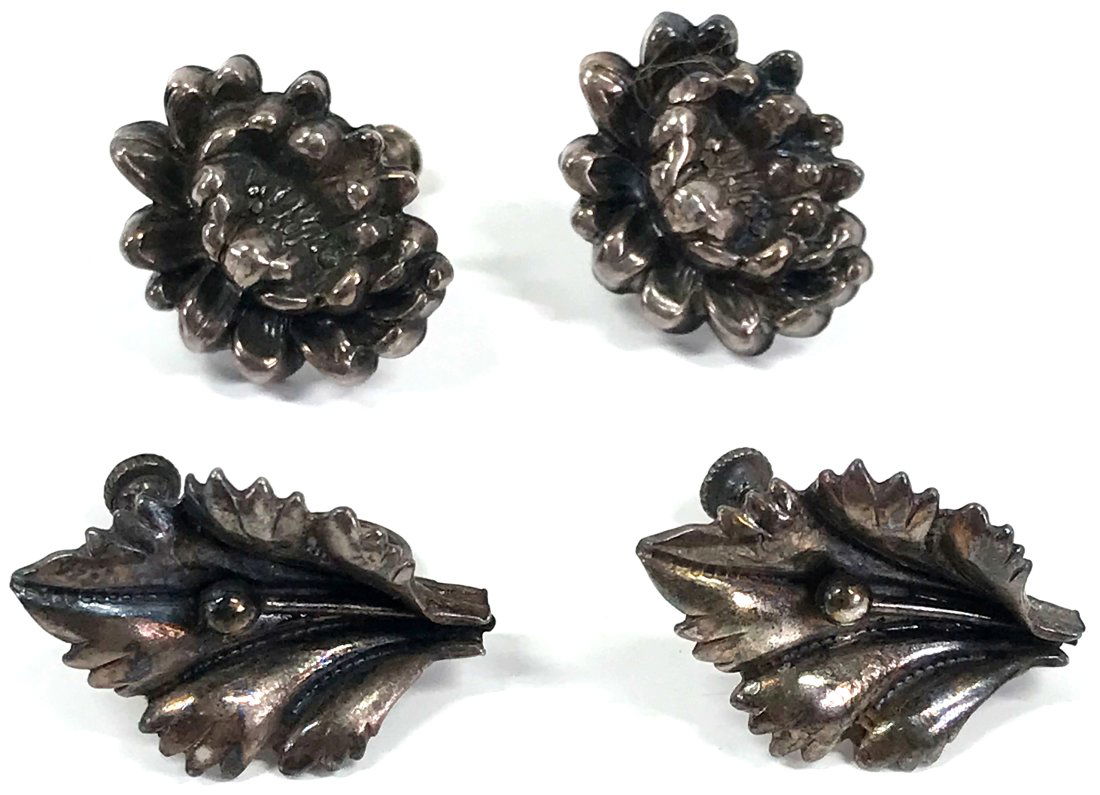 Vintage Sterling Silver Flower Screw Earrings Lot. (1 of 15)
