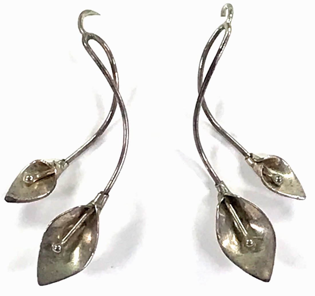 Vintage Modernist Artsy Sterling Callalilies Earrings (1 of 7)