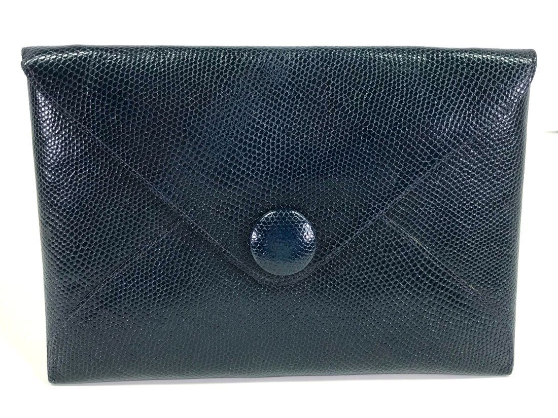 Vintage Dark Blue Genuine Grain Leather Envelope Purse (1 of 8)