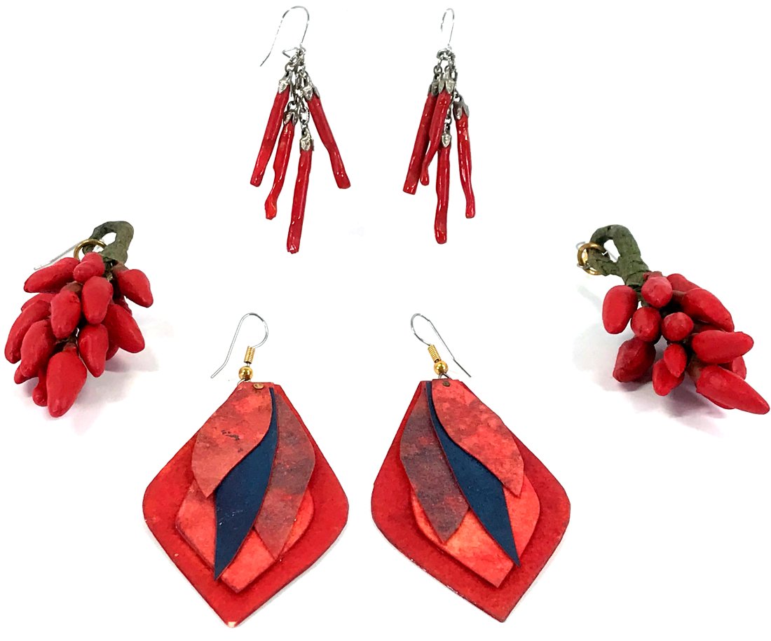 Vintage assorted artsy boho reddish hook earrings. (1 of 17)