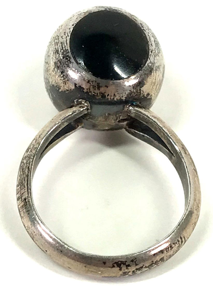 Vintage MCM Taxco Eagle 3 PM Inlaid Ebony Sterling Ring. (1 of 12)