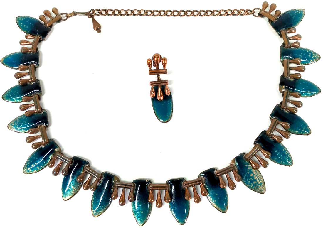 Vintage MCM Matisse Enamel Copper Necklace & Earring (1 of 18)
