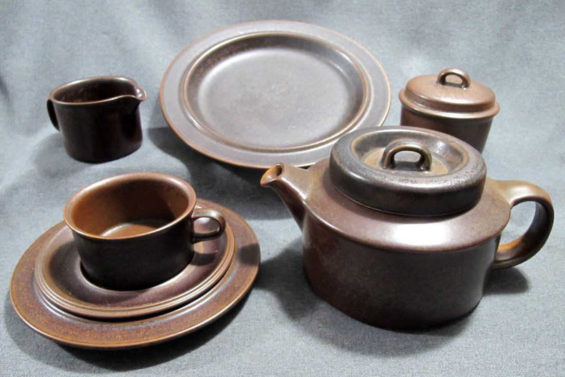 MCM 1960's Unused Complete Arabia Finland Ruska Ulla Procope 12 Piece Tea Service.: 1960's Unused Complete Arabia Finland Ruska Ulla Procope 12 Piece Tea Service. All fully marked from the 60's. All unused without chips, cracks or repairs. Total is 4