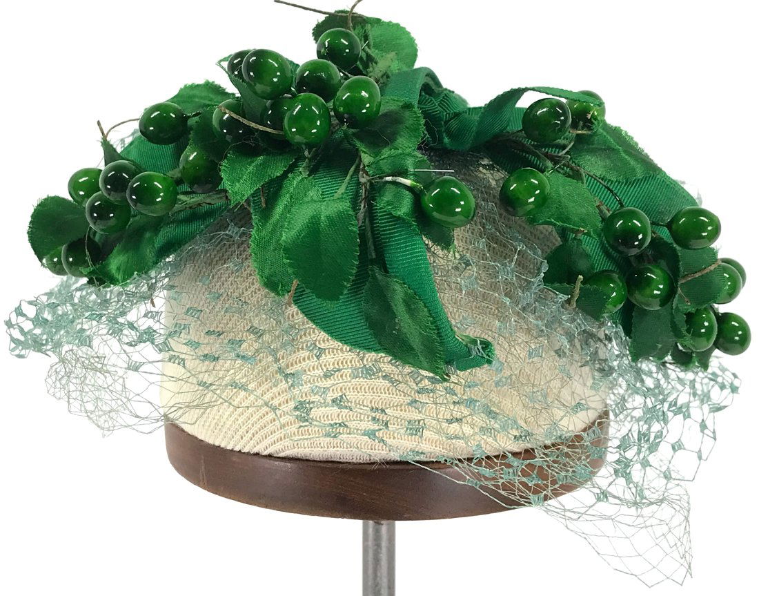 Vintage Carmen Miranda Style Green Cherries Whimsy Hat (1 of 12)
