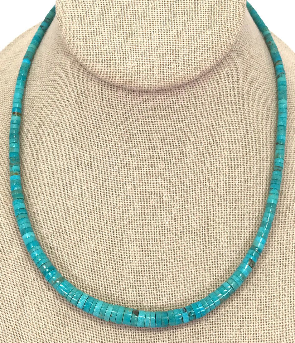Southwestern turquoise heishi beads collar necklace (1 of 11)