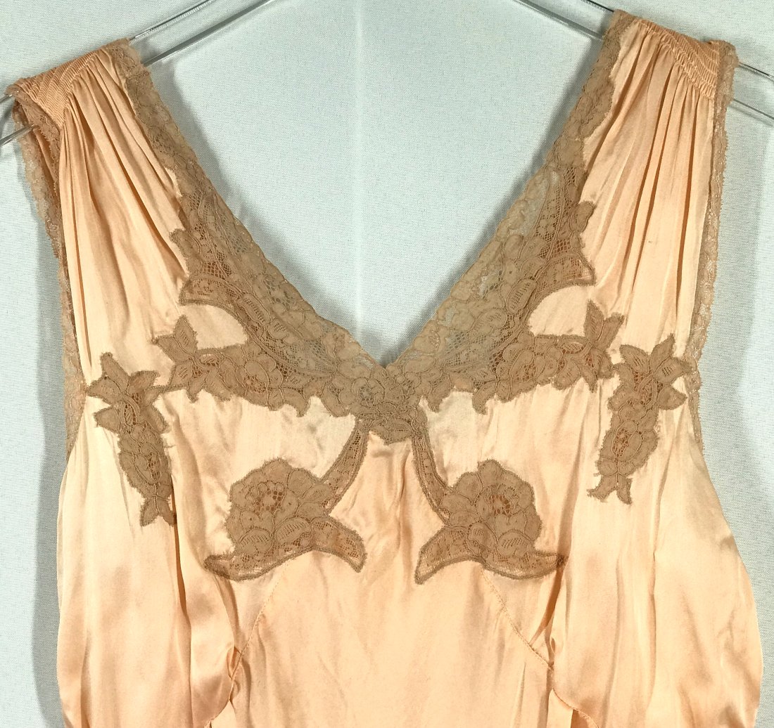 Vintage Mid Century Embroidery Lace Silky Lingerie Slip Maxi Dress.: Vintage Mid Century Embroidery Lace Silky Lingerie Slip Maxi Dress. No label. Np size label. Length: 58 inches. For measures please refer to the picture taken with a measuring tape. This is a NO RESER