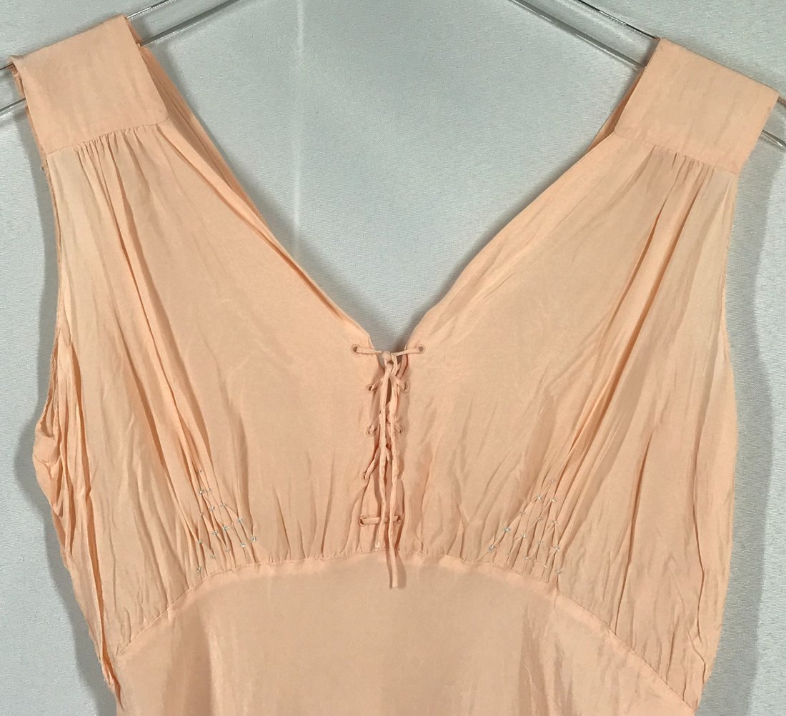 Vintage Mid Century Embroidery Silky Lingerie Slip Maxi Dress.: Vintage Mid Century embroidery Silky Lingerie Slip Maxi Dress. No label. No size label. Length: 46 1/2 inches. For measures please refer to the picture taken with a measuring tape. This is a NO RESERV