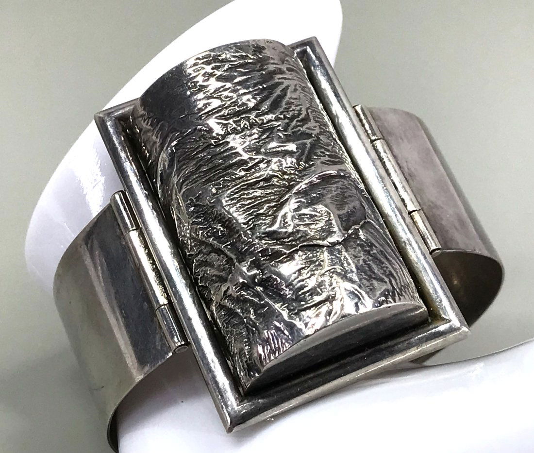Vintage Poznan Poland brutalist artsy 800 silver bracelet. (1 of 17)