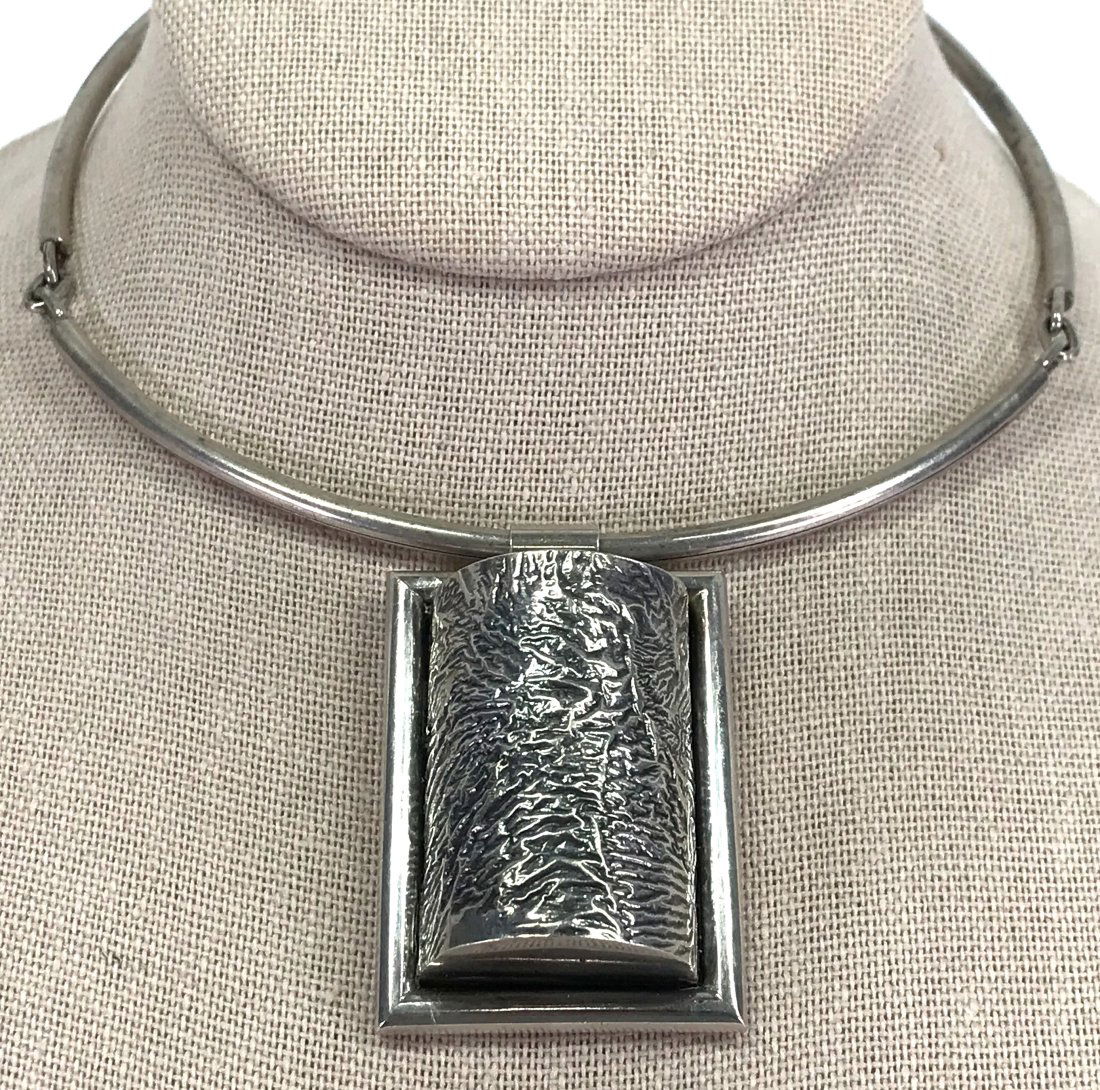 Vintage Poznan Poland brutalist artsy 800 silver necklace. (1 of 15)