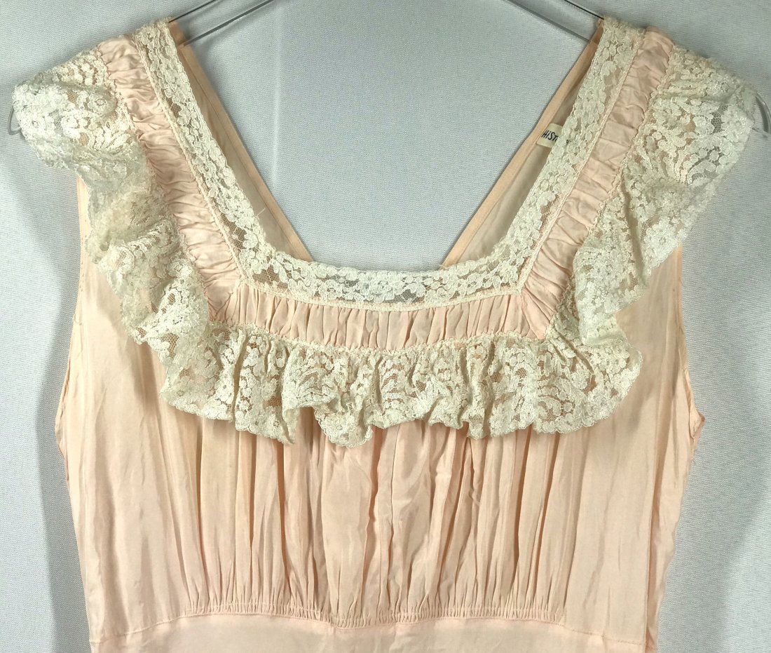 Vintage Mid Century Lace Silky Lingerie Slip Maxi Dress. (1 of 17)