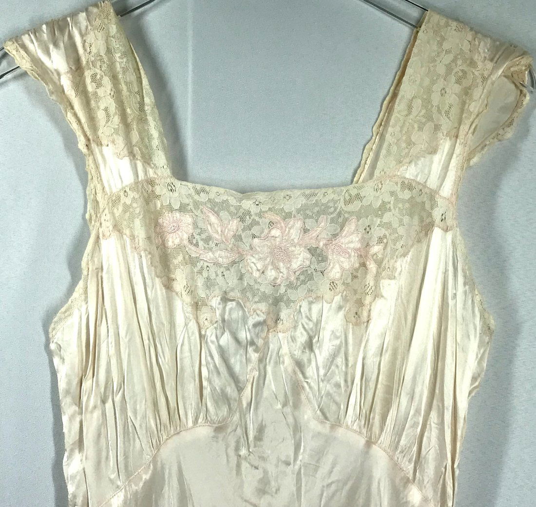 Vintage Mid Century Lace Embroidery Silky Lingerie Slip Maxi Dress. (1 of 14)