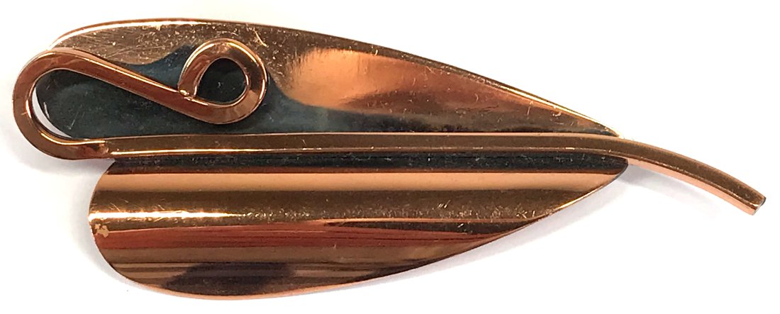 Vintage MCM Renoir copper leaf pin brooch. (1 of 7)