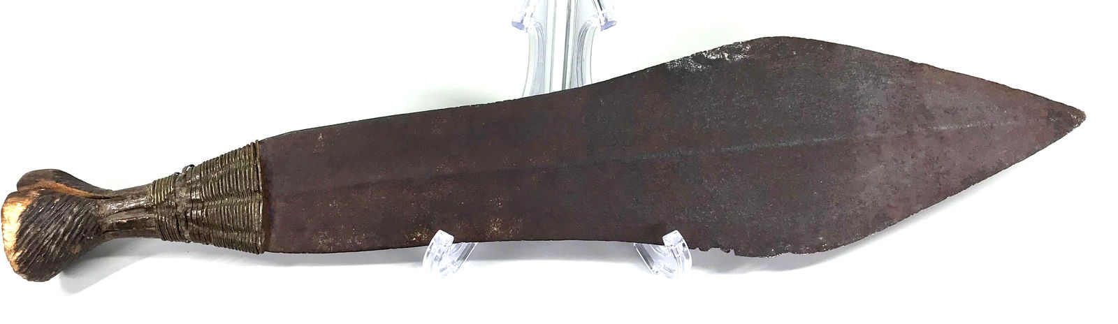African Kuba DRC Sword Iron blade wood & brass handle (1 of 13)