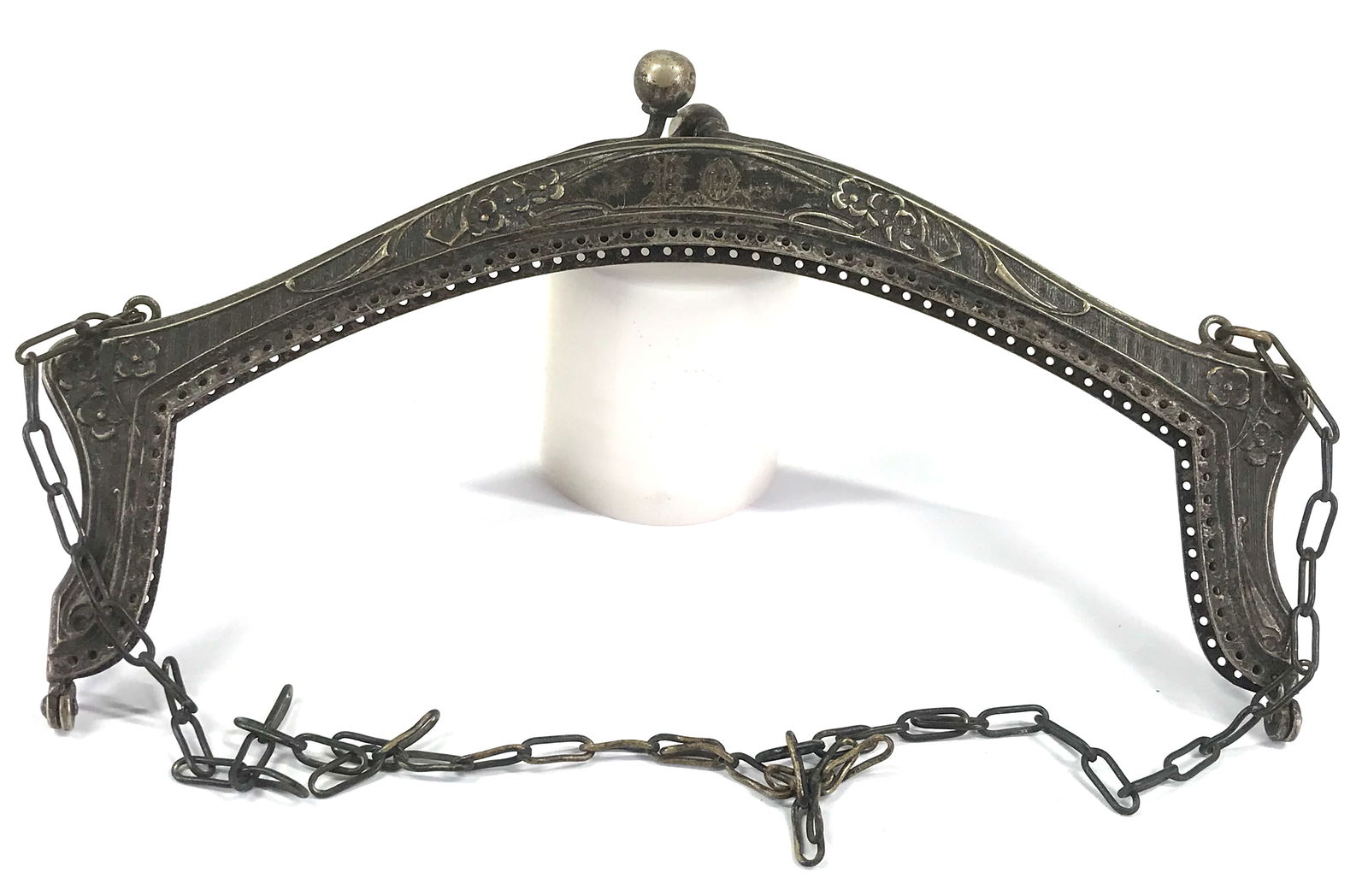 Antique German Silver Flowers Leaves Purse Frame (1 of 17)