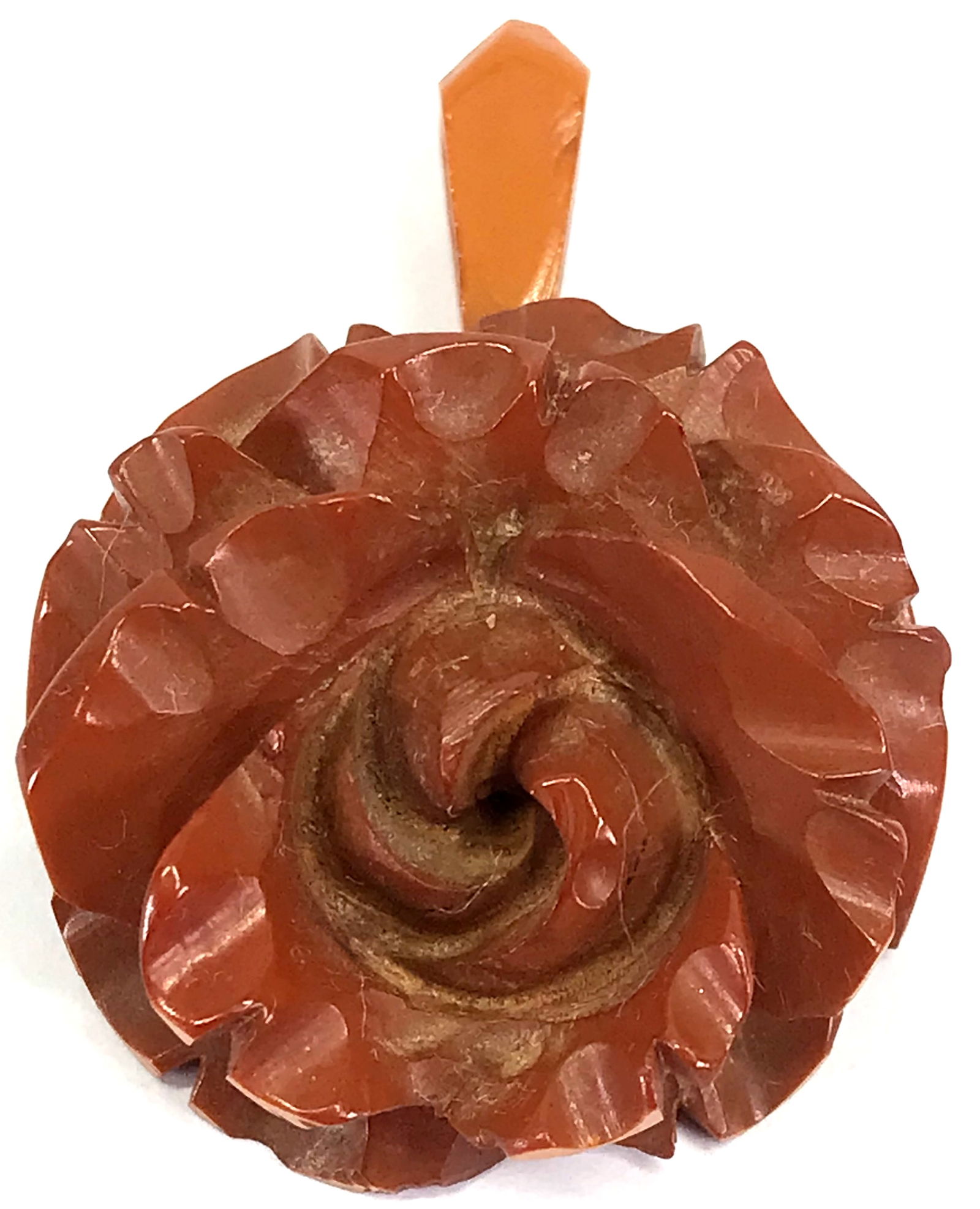 Vintage carved butterscotch bakelite (tested) flower pendant (1 of 8)