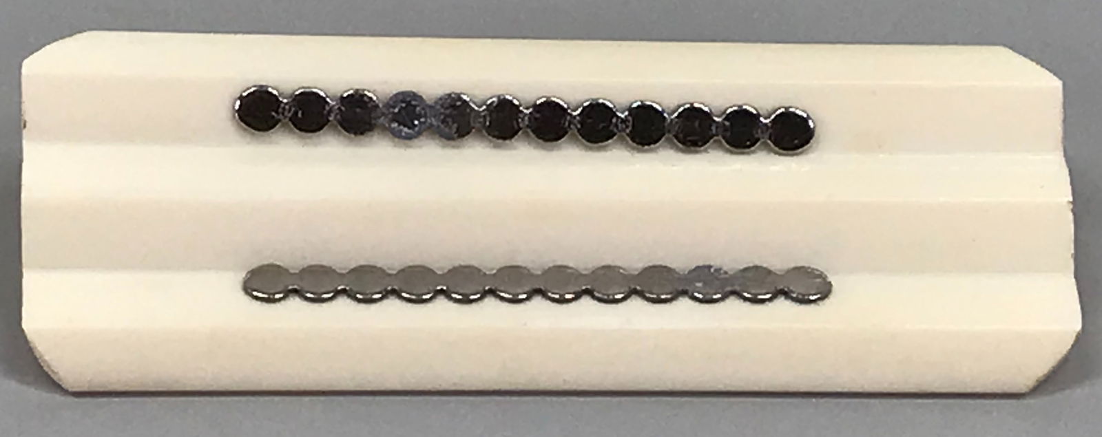 Vintage art deco silvertone metal dots creamy celluloid pin brooch. (1 of 6)