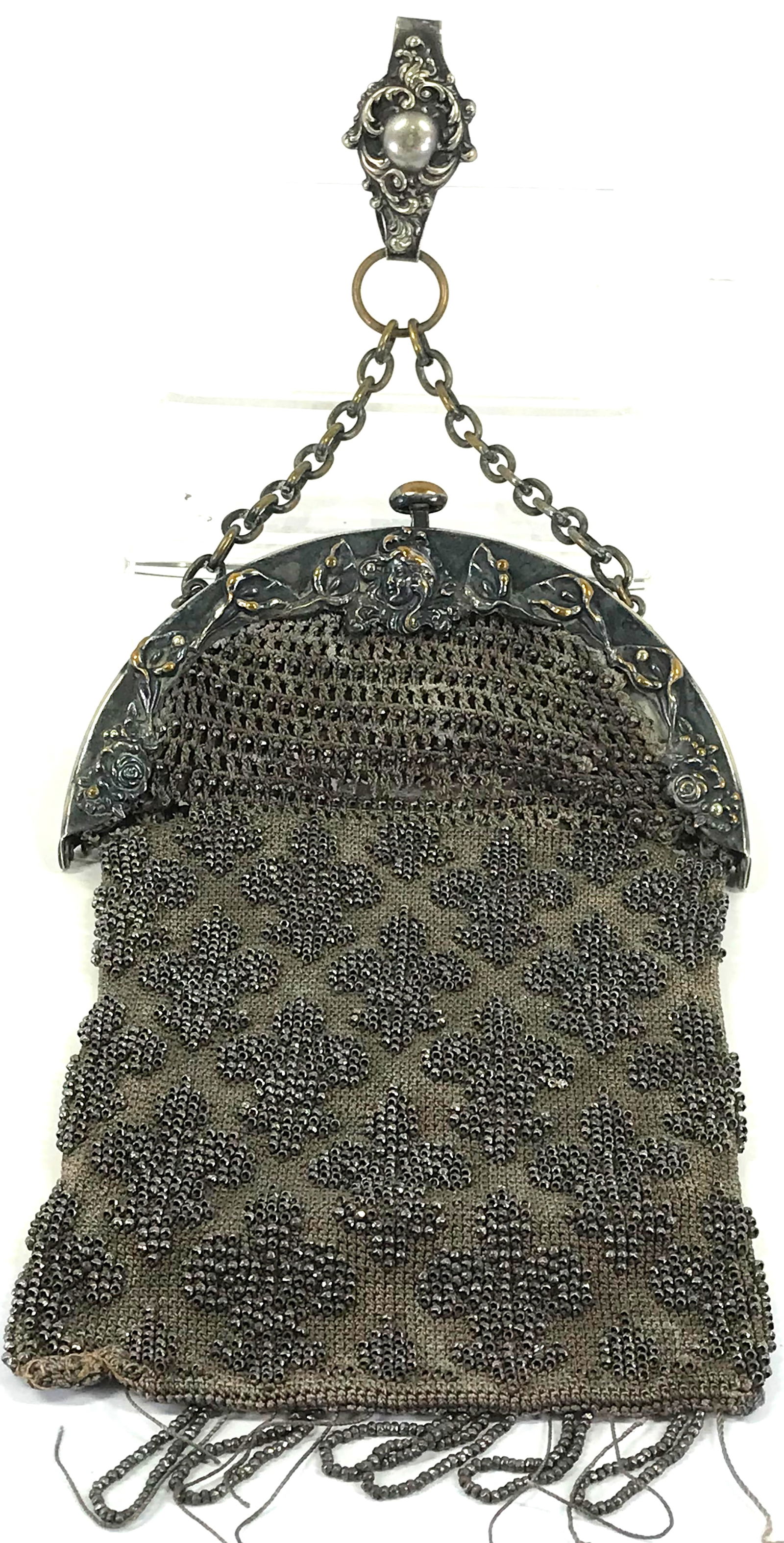 Antique Victorian Fleus de Lis German Silver Chatelaine Purse (1 of 19)