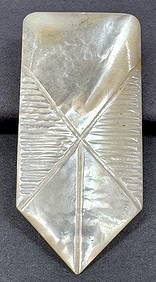 Antique art deco carved MOP dress clip brooch. (1 of 7)