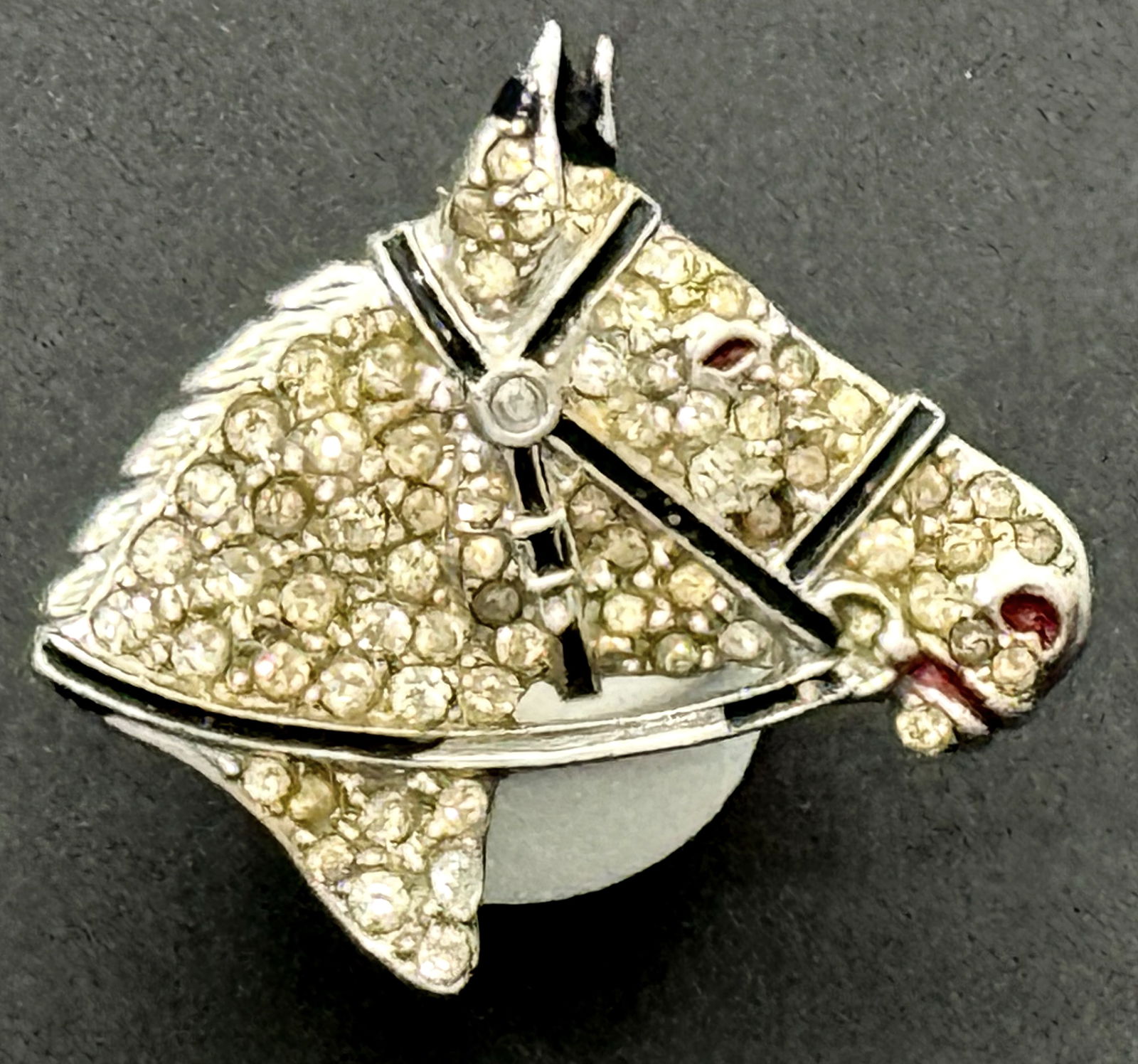 1930s KTF Trifari ? rhinestones & enamel horse head brooch (1 of 6)