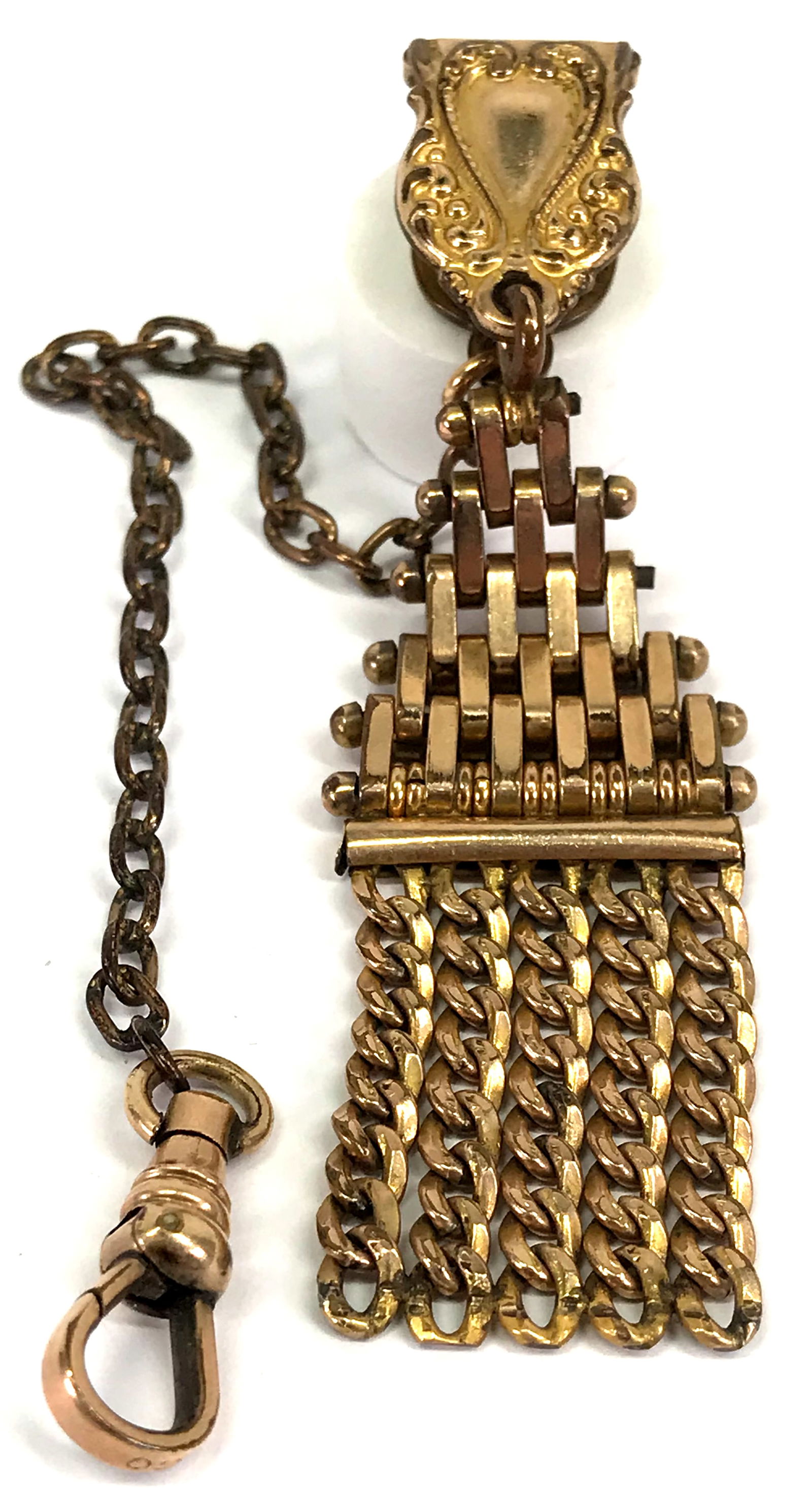 Antique S.O.B & Co Gold filled Mesh Pocket Watch Chain w/ swivel hook (1 of 13)
