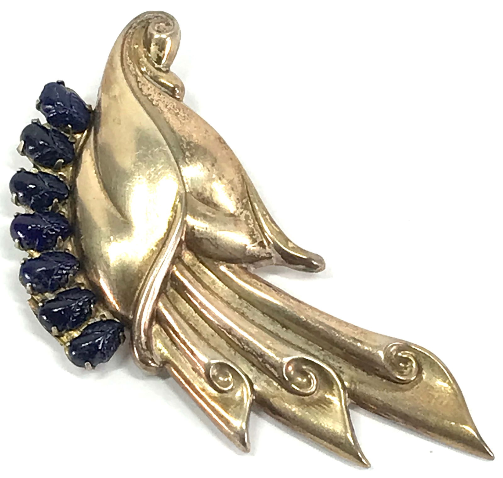 Vintage art nouveau style Czech glass buds Sterling flower brooch (1 of 10)