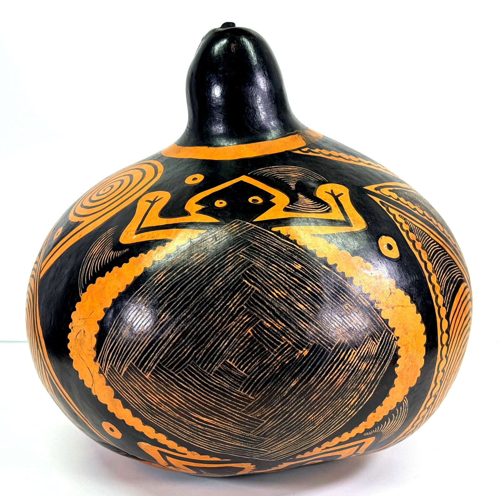 Vintage Zuni Ron Rivera? Horney Toad hand painted gourd. (1 of 8)