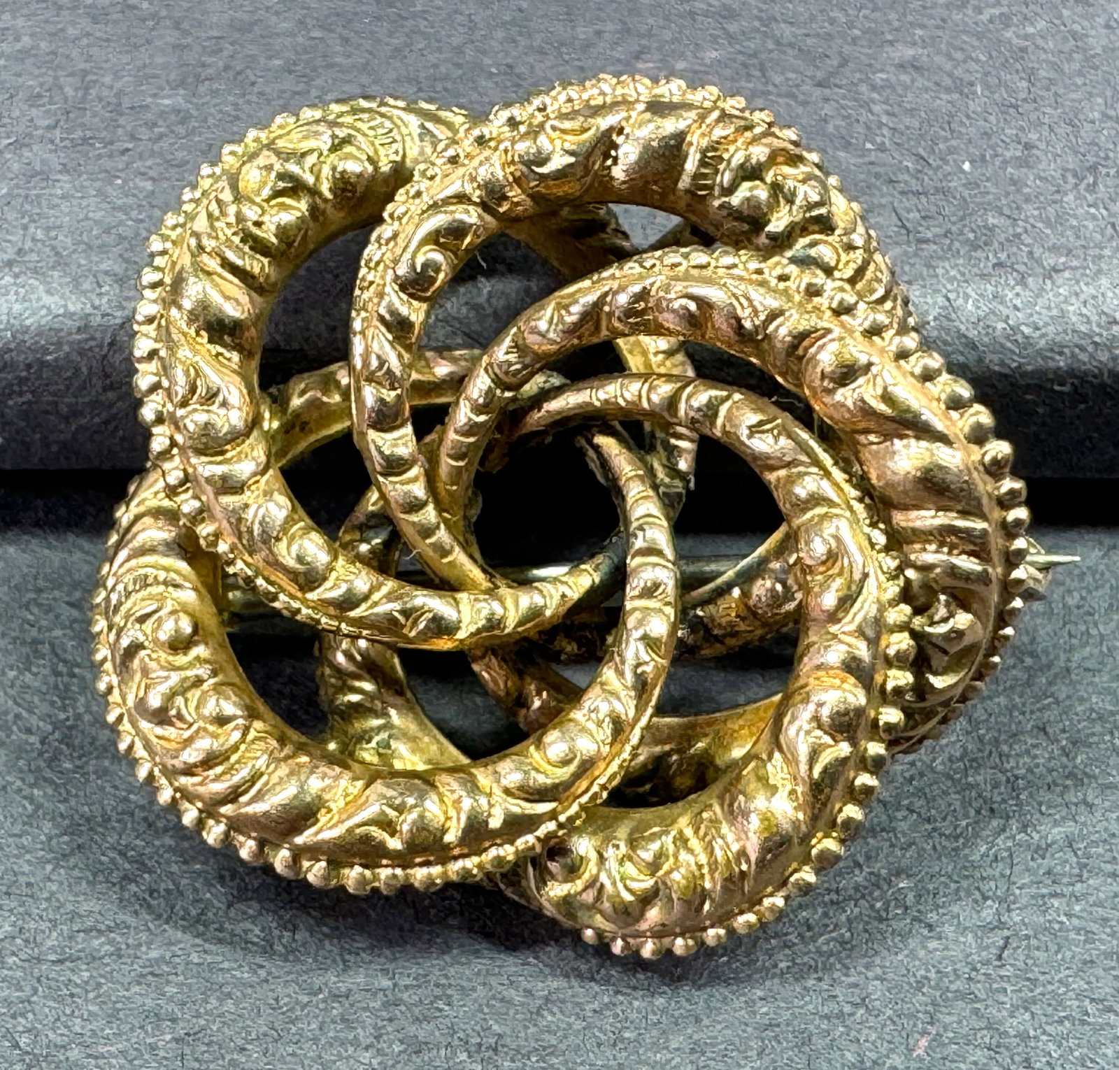 Antique gold filled top woven flower small pin brooch. (1 of 6)