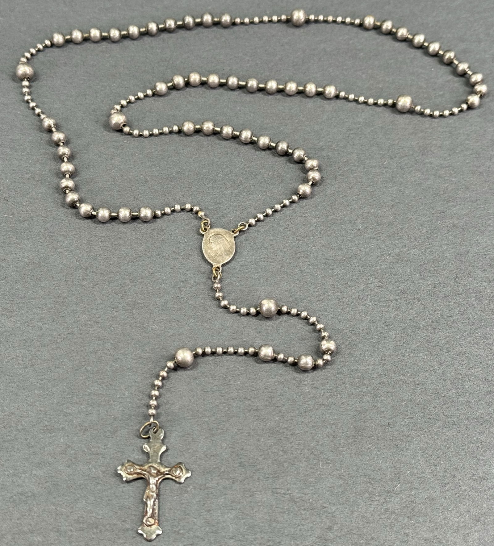 WWII Silvered Brass Pull Chain U.S. military Issued Soldier"s Rosary. (1 of 12)