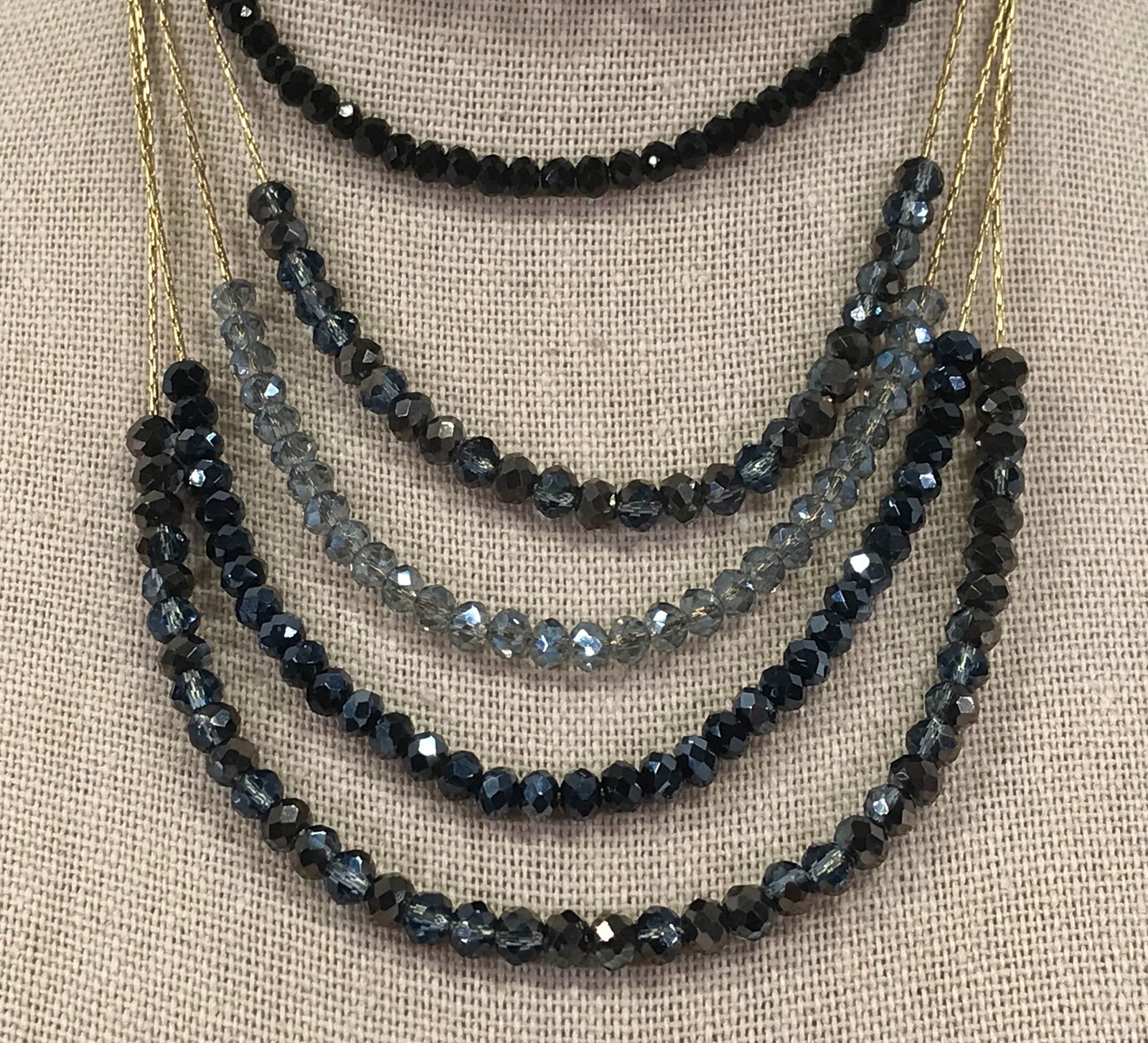 Vintage artsy chain strings AB crystals necklace (1 of 8)