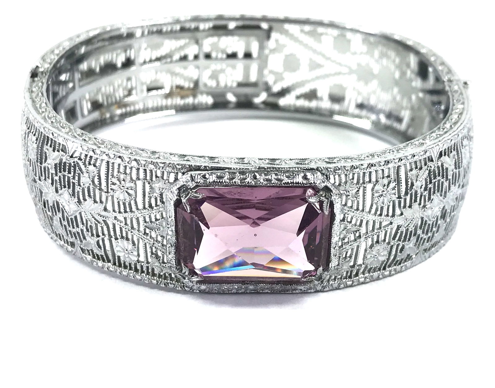 Art Deco JHP John H Peckman Crystal Filigree Bracelet (1 of 15)