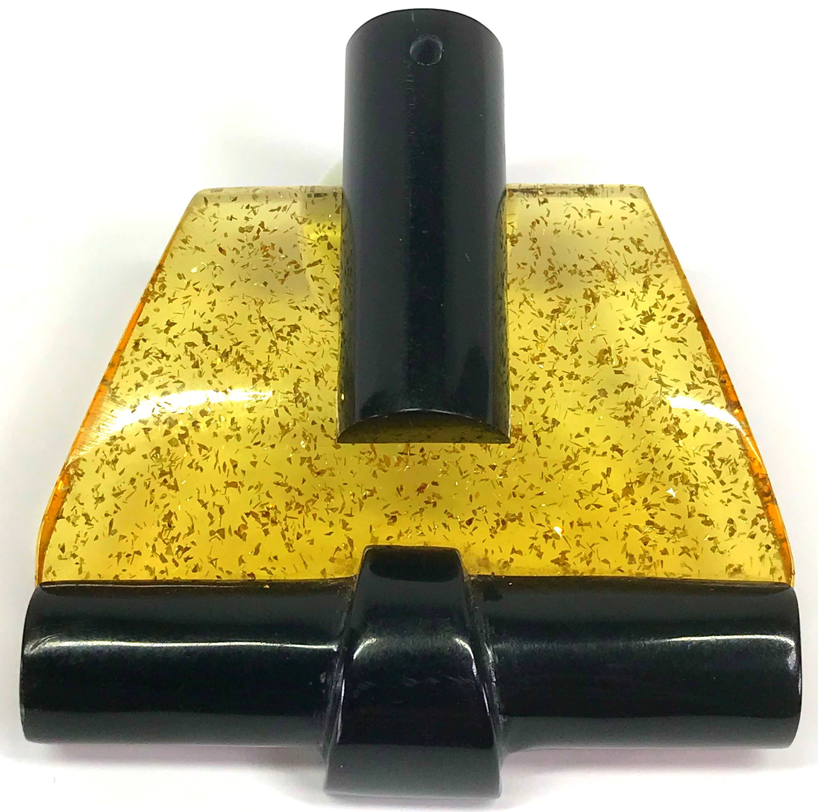 Antique Art deco black & confetti applejuice galalith pendant.: Antique Art deco black & confetti applejuice galalith pendant. Unmarked. For measures please refer to the picture taken with a measuring tape. Weight: 30 Grams. Galalith (milk stone) is a registered t