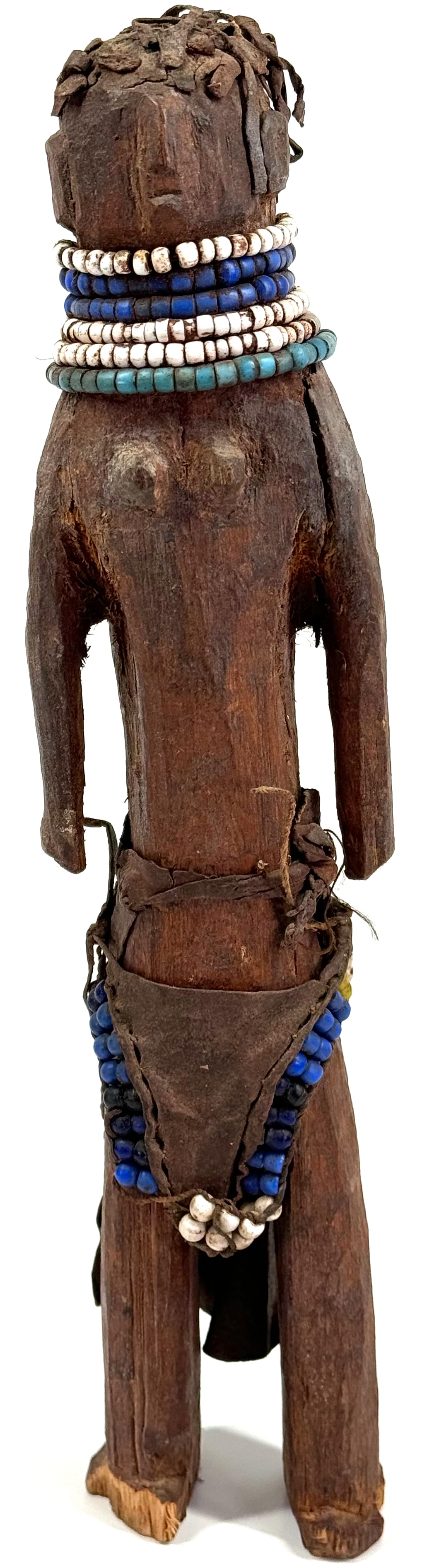 African Turkana Kenya Doll. Carved wood, leather, beads. (1 of 8)