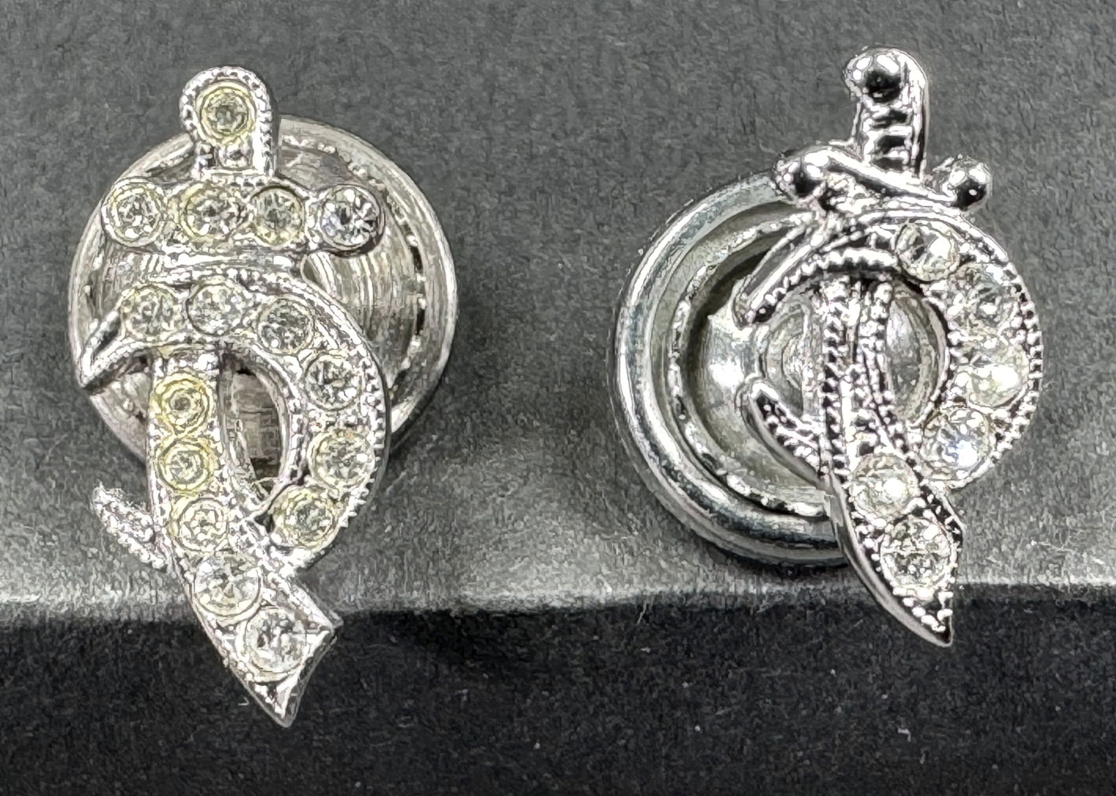 Vintage Masonic Shriners Sterling Silver Rhinestone Lapel Tie Pins (1 of 10)