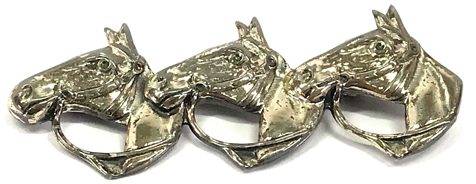 Vintage Sterling Silver Three Horse"s Heads Pin Brooch. (1 of 9)