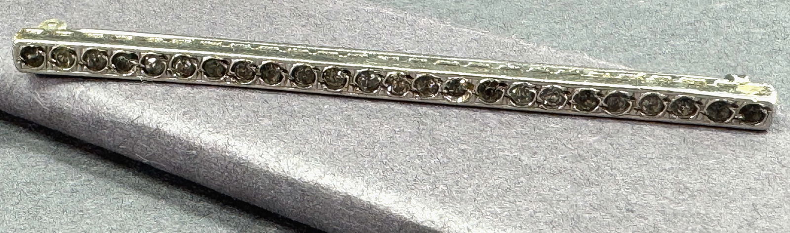 Vintage Sterling top clear crystals silver barrette pin brooch. (1 of 8)
