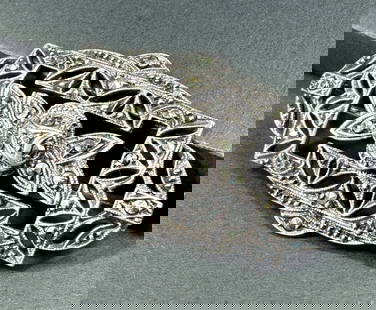 Vintage German Art Deco Theodor Fahrner Style Sterling Silver Marcasite Pin Brooch.: Vintage German Art Deco Theodor Fahrner Style Sterling Silver Marcasite Pin Brooch. Marked Sterling Germany, No maker hallmarks. For measures please refer to the pictures taken with a measuring tape.