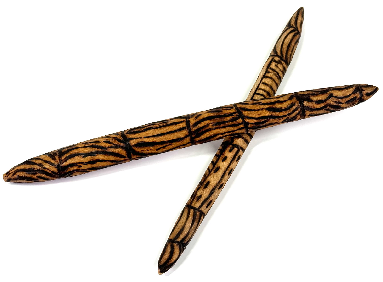 Aboriginal Australia Decorated Clap Sticks. Carved and Pokerwork wood: Aboriginal Australia Decorated Clap Sticks. Carved and Pokerwork wood. This is a NO RESERVE AUCTION: there are no hidden or confidential reserves, all acceptable bidding commences at the online START 