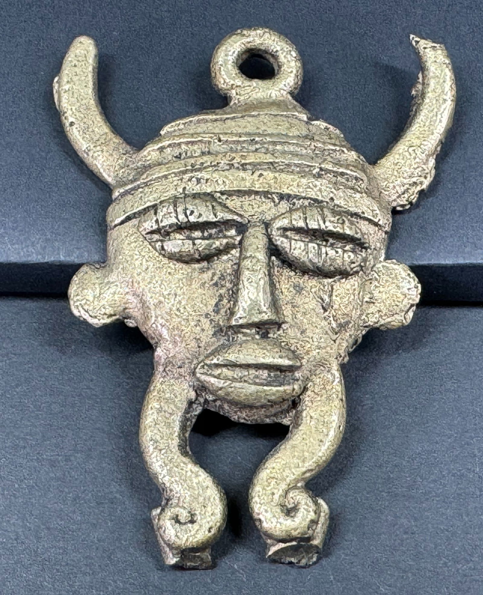 African Senufo Ivory Coast Mask Pendant. Bronze. (1 of 6)