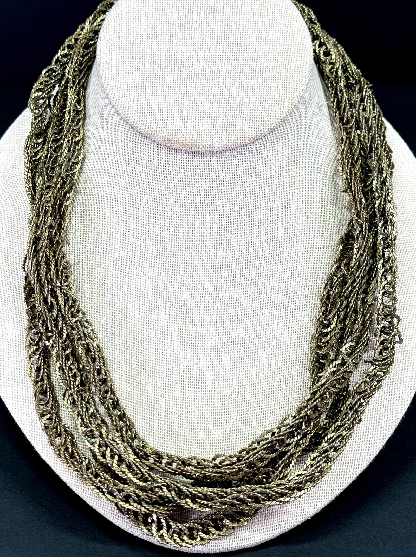 Vintage silvertone metal Guatemalan wedding necklace.: Vintage silvertone metal Guatemalan wedding necklace.Unmarked. This long chain necklace is used to "lasso" the bride and groom together and is given to the bride. It has no clasp. It measures 84 inche