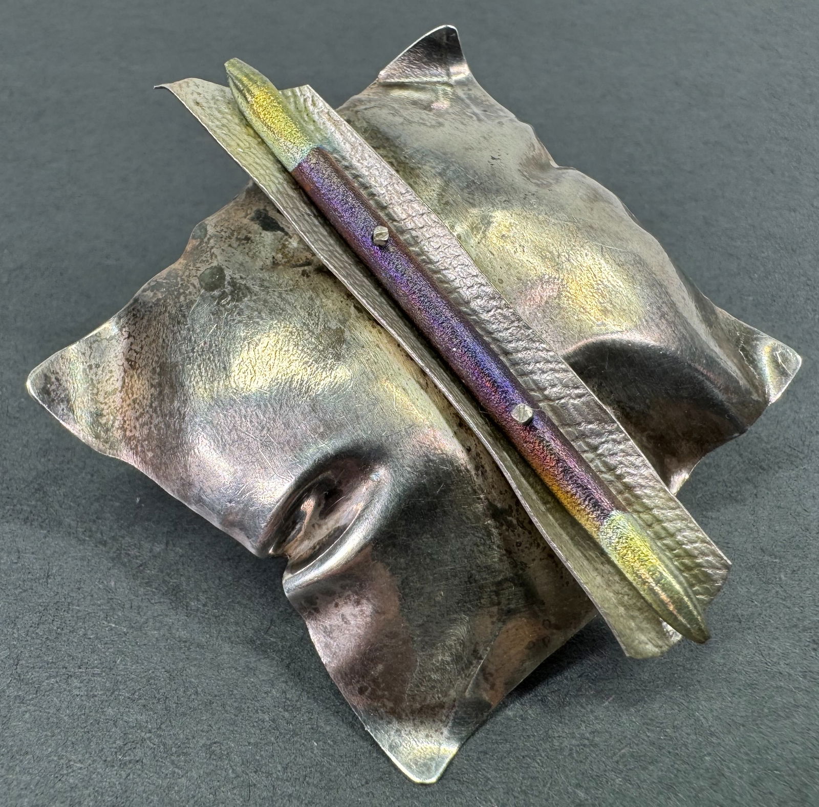 Megan Dickens brutalist heat cured enamel sterling silver pin brooch. (1 of 6)